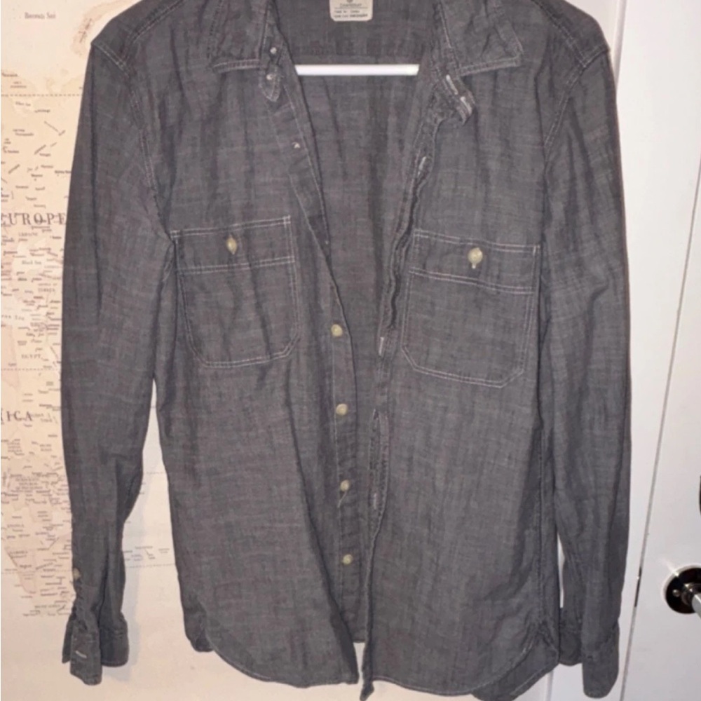 J. Crew Men's Gray Casual Button-Down work Shirt